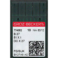 Иглы B27 FG/SUK, № 80, GB, (81x1, DCx27, DCx1, MY1023, SY6120), 1 уп.=10 шт.,Groz-Beckert, B27 FG/SUK N80,