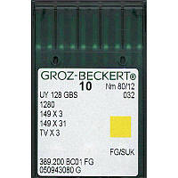 Иглы UY128GAS FG/SUK, № 80, GB, (UY128GBS, 1280, 149x3, 149x31, TVx3), 1 уп.=10 шт.,Groz-Beckert, UY128GAS