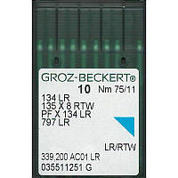 Иглы 134 LR/RTW, № 75, GB, (135x8, PFx134, 797), 1 уп.=10 шт.,Groz-Beckert, 134 LR/RTW N75, 34599