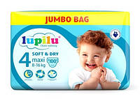 Підгузники Lupilu soft & dry Jumbo Bag розмір 4 Maxi, вага 8-16 кг, 100 шт