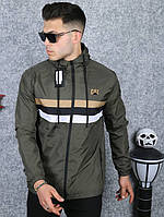 Чоловіча ветровка з плащової тканини CAT Khaki, Куртка кельми Хакі, плащівка на змійці з капюшоном. Чоловічий одяг