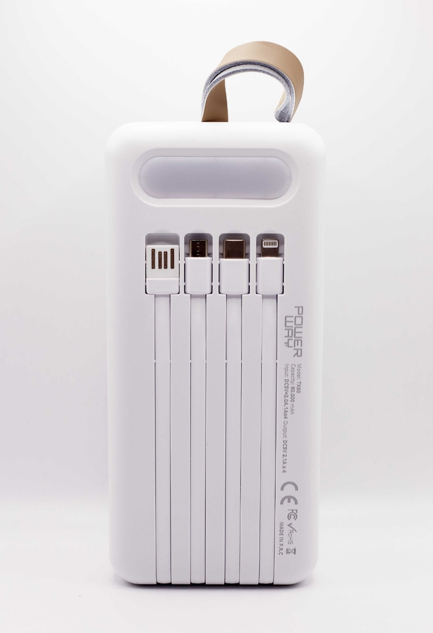 Power Bank TX60 60000mAh 2.1A 4USB/Type-C/Micro/Lightning black