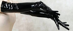 Латексні рукавички чорного кольору вище за ліктя для садо-мазо ігор