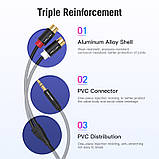 Аудіо кабель Vention 3,5 мм до 2RCA Стерео Y-адаптер Позолочений 0,3 м Чорний VAB-R02-B030, фото 3