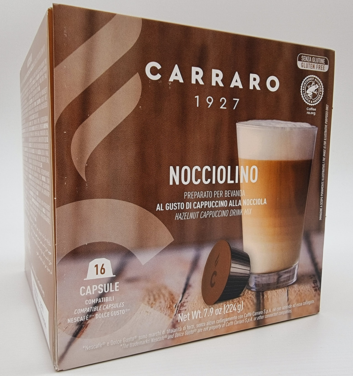 Кава в капсулах Dolce Gusto "Carraro" NOCCIOLINO HAZELNUT(Горіховий капучино) 16 шт. Італія, фото 1
