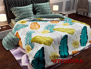 Тканина для постільної білизни Бязь "Gold" Lux GL4676 (A+B) - (50м+50м) пір'я на світлому з компаньйоном, фото 1
