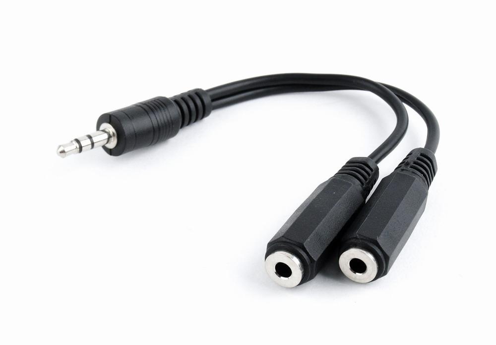 Розгалужувач для навушників (аудіо спліттер 3.5 мм на 2 виходи) Cablexpert 15 см чорний