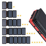 Solar powerbank 20000 mAh 2 USB 5V/2А із зарядкою від сонця та з ліхтариком + 5 сонячних панелей, фото 3