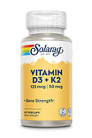 Solaray, Vitamin D3+K2 (60 капс.), витамины D3 K2,д3