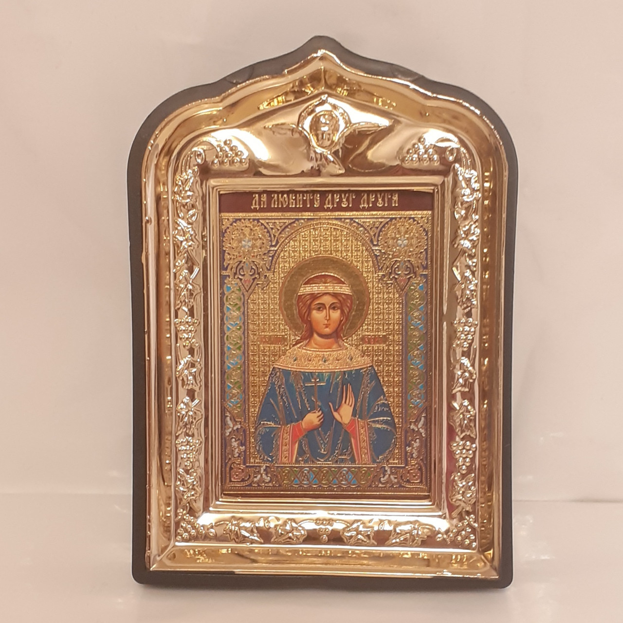 Ікона Віра свята мучениця, лик 6х9, у пластиковій чорній рамці, фото 1