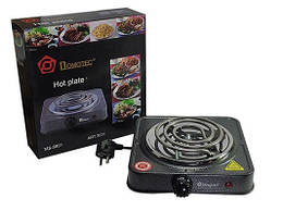 Плита електрична однокімнатна спіральна Domotec MS-5801 1000W електропліта Серая