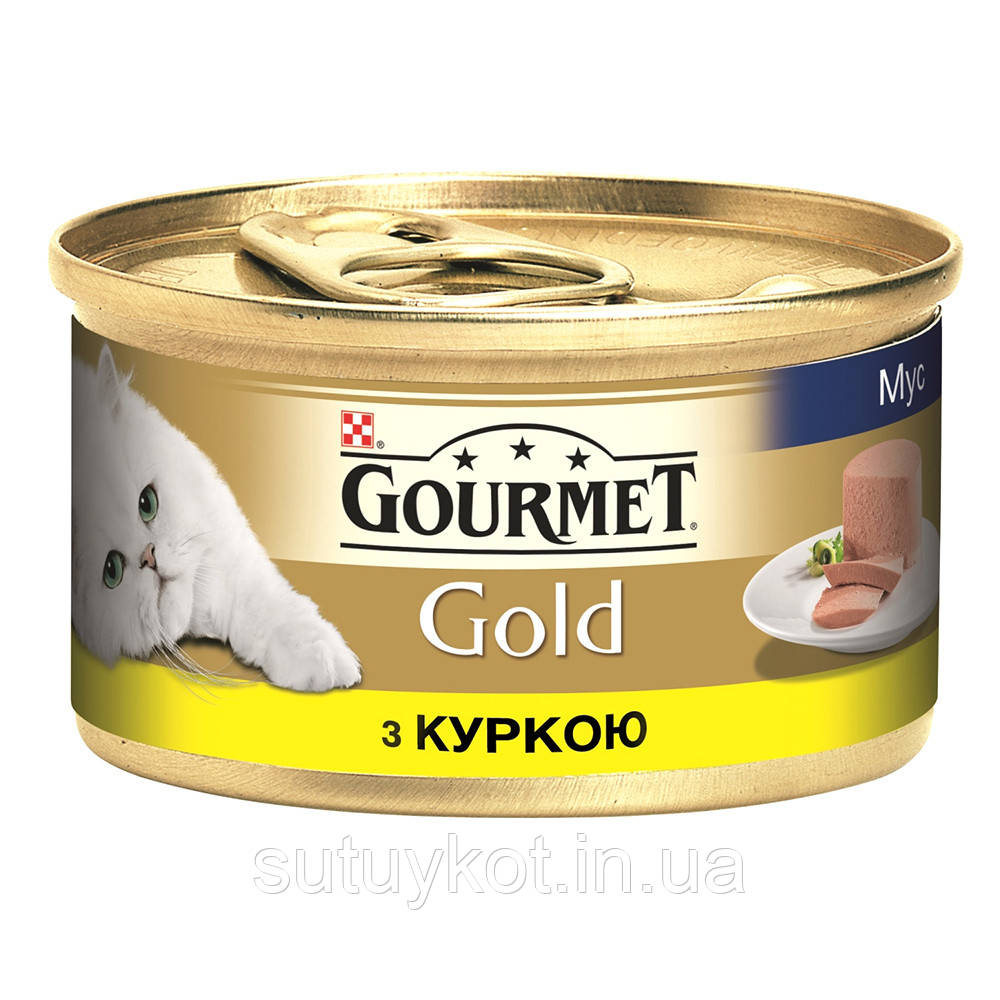 Purina Gourmet Gold Пурина Гурмет Голд консервований корм паштет з куркою для котів, 85 гр.