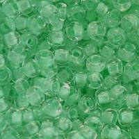 Бісер китайський Finding Розмір 2 мм прозорий з прокрашеною серединкою М'ятно-зелений Упаковка 50 грам