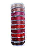 Нитки для вишивання бісером TYTAN набір кольорові 10шт №2500/0.1мм/100м Spark Beads Мікс рожевий-червоний