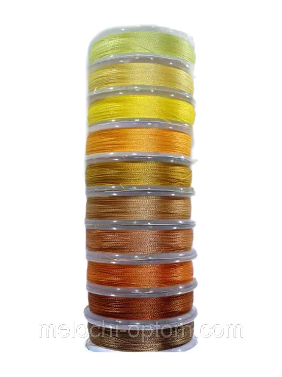 Нитки для вишивання бісером TYTAN кольорові набір 10шт №2500/0.1мм/100м Spark Beads Мікс жовтий-помаранчовий