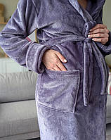Теплий махровий халат (сірий), фото 3