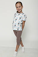 Пижама детская BIGU Еноты (футболка + бриджи) Бело-голубой/ Капучино