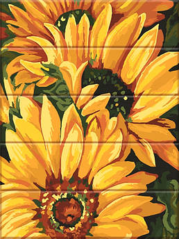 Картина за номерами на дереві Соняшникові квіти 30 х 40 см (ASW186)