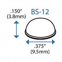 Бампер BS12CL12X24RP  полусферический, прозрачный, резиновый клей, D=9,5 мм, H=3,8 мм