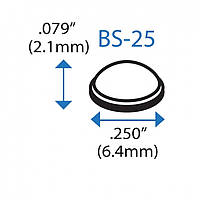 Бампер BS25CL15X30RP  полусферический, прозрачный, резиновый клей, D=6,4 мм, H=2,1 мм
