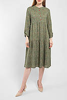 Женское платье штапельное с цветочным принтом хаки Modna KAZKA MKTL71932-1