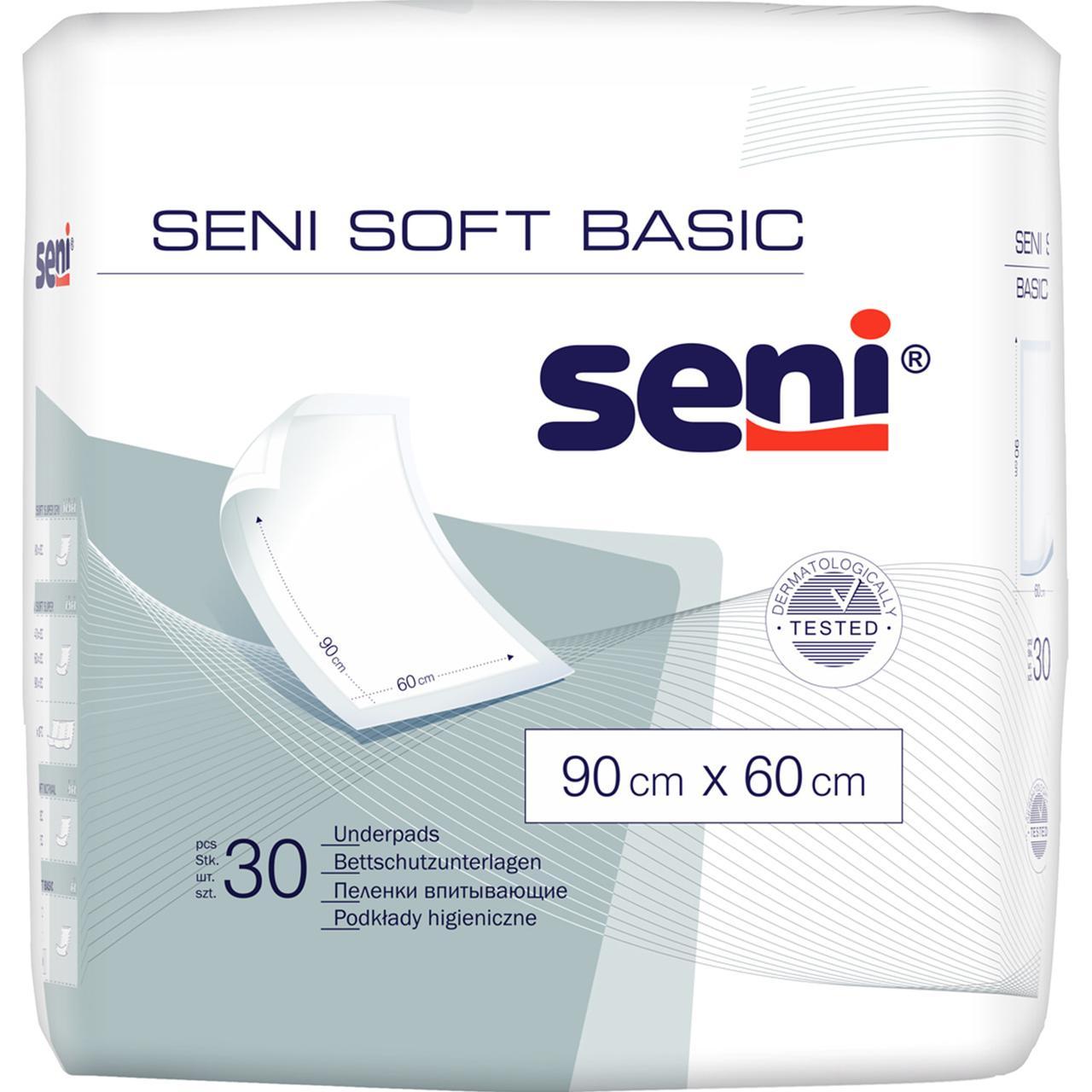 Пелюшки Seni Soft Basic гігієнічні 90x60см 30шт для дорослих та немовлят