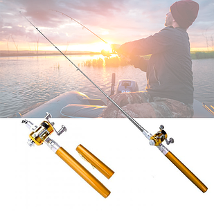 Складана міні вудка 100 см Fish Anywhere, Anytime, Best gift for Fishing Gold