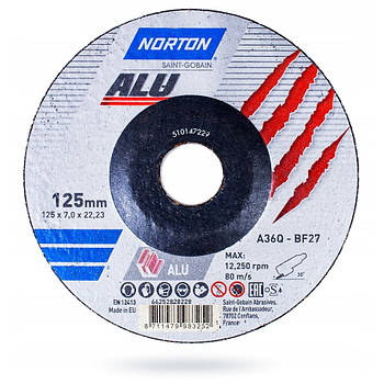 Зачисний диск по алюмінію Norton ALU A36Q Ø125 х 7.0 х 22.23 мм
