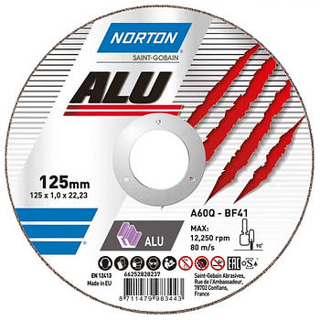 Диск відрізний по алюмінію Norton ALU A60Q Ø125 х 1.0 х 22.23 мм