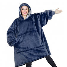 Толстовка-плед із капюшоном і рукавами флісовий Huggle Ultra Plush Blanket Hoodie, темно-синій, фото 3