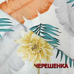 Тканина для постільної білизни Бязь "Gold" Lux GL4676 (A+B) - (50м+50м) пір'я на світлому з компаньйоном, фото 3
