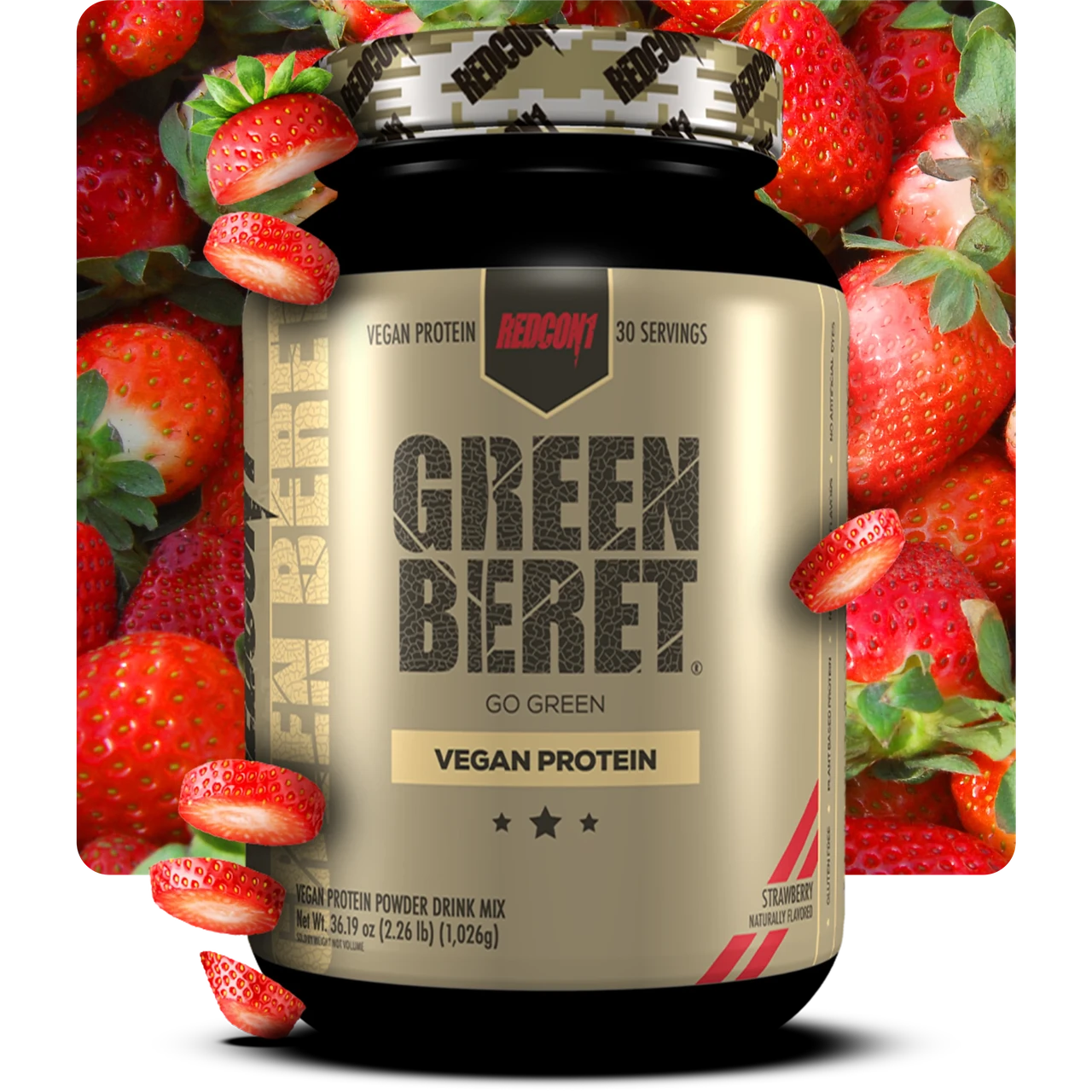 Веганський протеїн RedCon1 Green Beret Vegan Protein 1026 г ( смак полуниці ) (уцінка термін по 6.23)