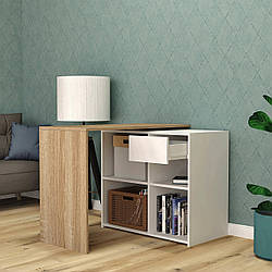 Розсувний сучасний маленький комод трансформер у кутовий письмовий стіл з відкритими полками та шухлядою 100*45 см Flashnika-28