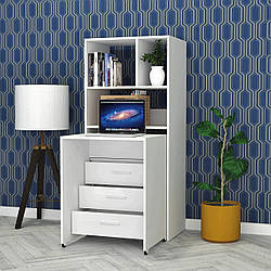 Компактний розсувний стелаж трансформер у комп'ютерний письмовий стіл з відкритими полками у вітальню 64*144 см Flashnika-32