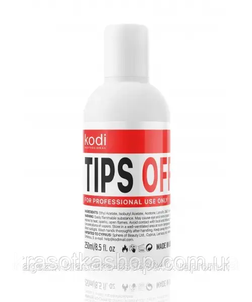 Tips Off Kodi Professional - Рідина для зняття гель лаку/акрилу, 250 мл, фото 1