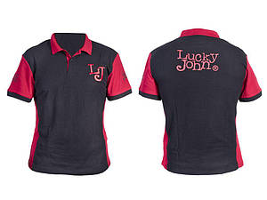 Футболка поло "LUCKY JOHN" (60% бавовна, 40% PL, червона/чорна) / XL (AM-7501-04XL)