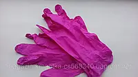 Перчатки нитриловые неопудренные фуксия, ярко-розовые S, 100шт