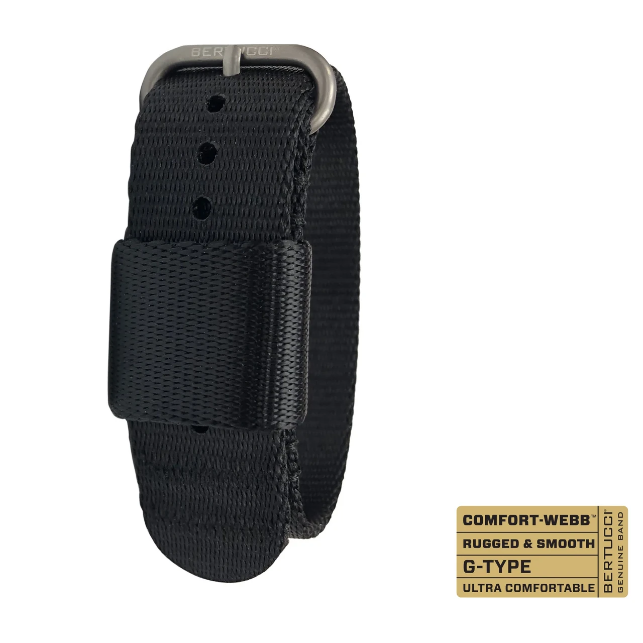 Ремінець Comfort-Webb bertucci #270 - Black Comfort-Webb™ webbing band w/ matte hardware, 3/4" - 19 mm size for A-1 & C-1 Cases, фото 1