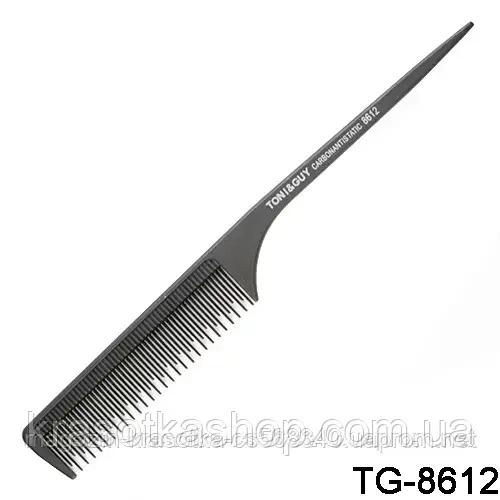 Гребінець з хвостиком T&G Tony&Guy carbon 8612, чорна