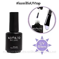 Топ Komilfo No Wipe UV Top – закріплювач для гель-лаку без липкого шару з УФ-фільтрами, 15 мл