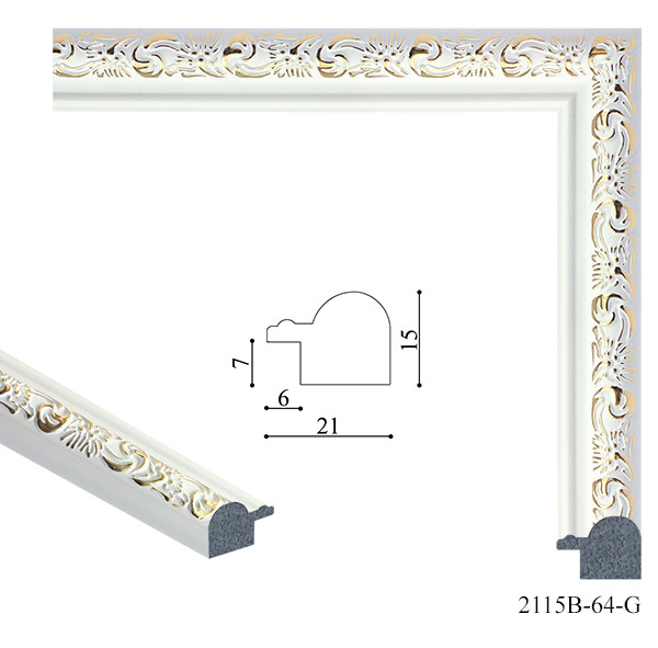 Фоторамка 40х60 см., біла із золотим обрамленням, багет 2115В-64G