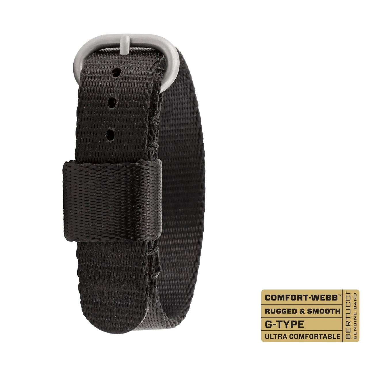 Ремінець Comfort-Webb bertucci #348S SHORT - Black Comfort-Webb™ webbing band w/ matte hardware, 5/8" - 17 mm size for M-1 & M-2 C, фото 1
