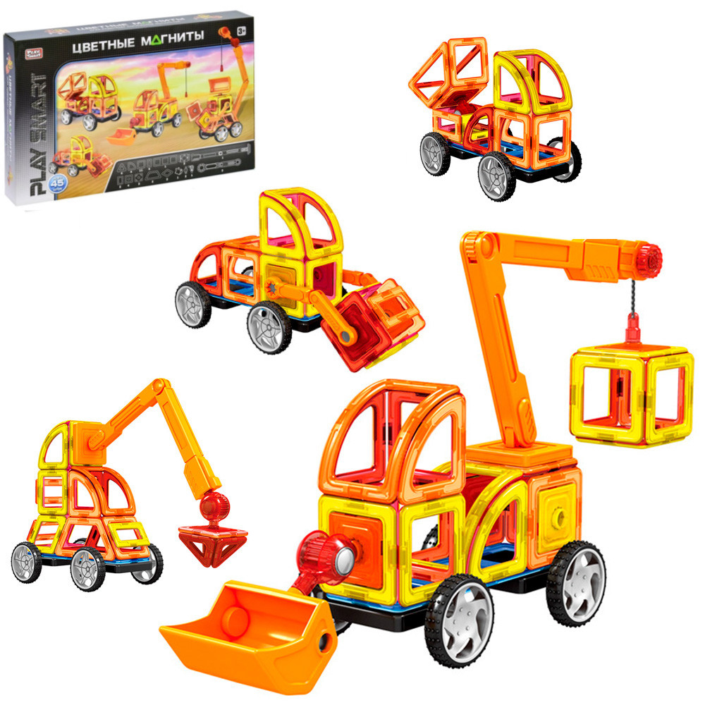 Магнітний конструктор PlaySmart (45 деталей) арт. 2428, фото 1