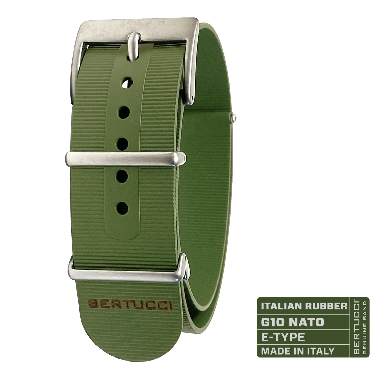 Ремінець каучуковий bertucci #370 - Vintage Olive, 7/8" - 22 mm size for A-2, A-3, A-6, B-1, D-1 & G-1 Cases, фото 1