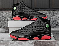 Мужские кроссовки Nike Air Jordan 13 Retro Black Red Найк Аир Джордан 13 черные с красным