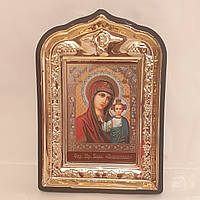 Ікона "Казанська" Божа Матір, лик 6х9, у пластиковій чорній рамці