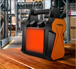 Теплова гармата електрична Neo Tools 3кВт 30м кв 210м куб/год керамічний нагрів. елемент (PTC) переносна чорний