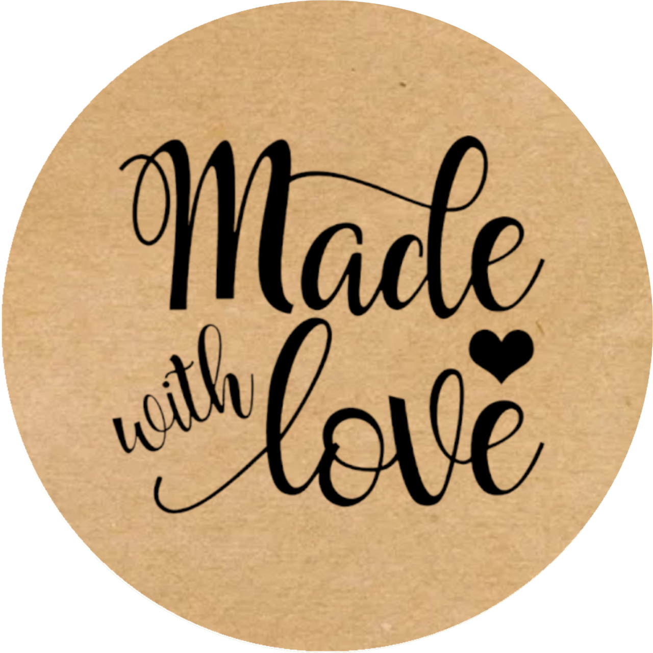 Етикетка кругла крафт "Made with love 01", Діаметр 50 мм, 250 шт/рулон, Viskom