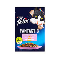 Вологий корм Purina Felix Fantastic для котів з фореллю та зеленими бобами в желе 85 г (7613039841617)