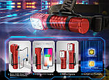Налобний ліхтар WURKKOS HD15R з Червоним світлом + Акумулятор 3000mAh (1150LM, 5000k, USB-C 2A, Магніт, 18650, Power Bank) BLACK, фото 8
